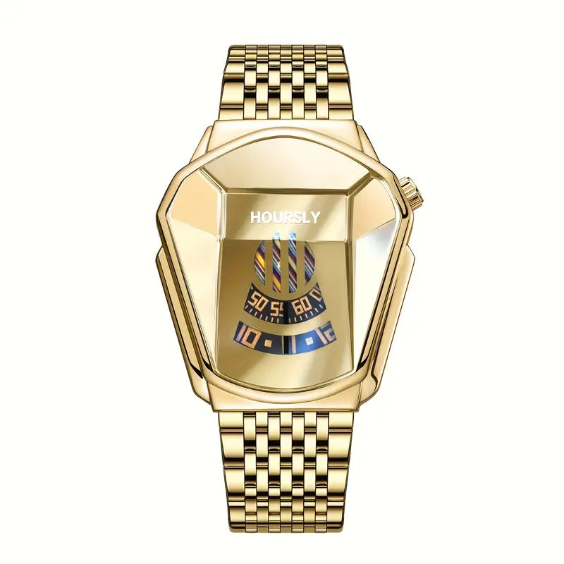Minimalist Golden Quartz Watch – Snake Head Design