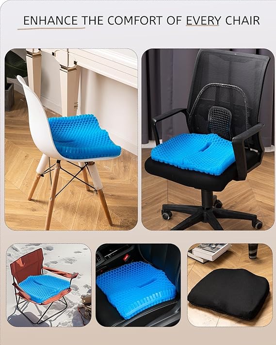 Azonee Cooling Gel Seat Cushion – 3D Silicone Ice Cushion for Office, Car & Pain Relief