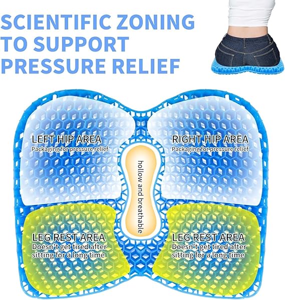 Azonee Cooling Gel Seat Cushion – 3D Silicone Ice Cushion for Office, Car & Pain Relief