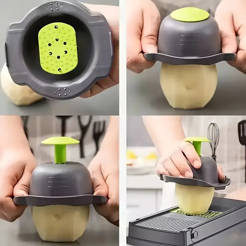 16-in-1 Manual Vegetable Chopper – Slicer, Shredder & Cutter