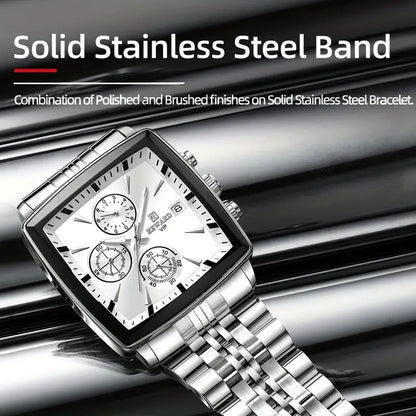 Luxury REWARD Men's Blue Rectangle Quartz Watch