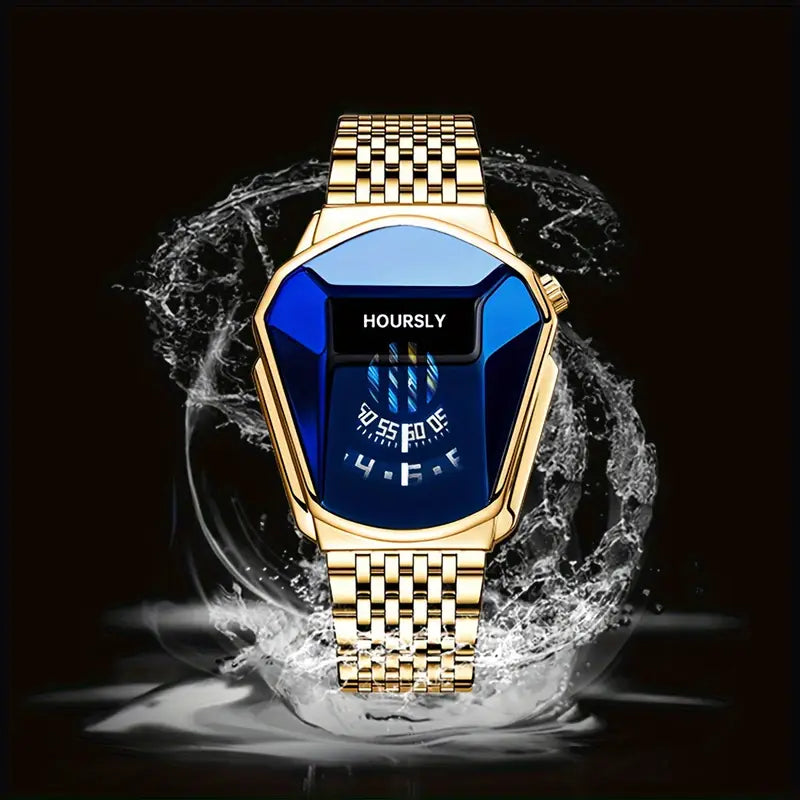 Minimalist Golden Quartz Watch – Snake Head Design