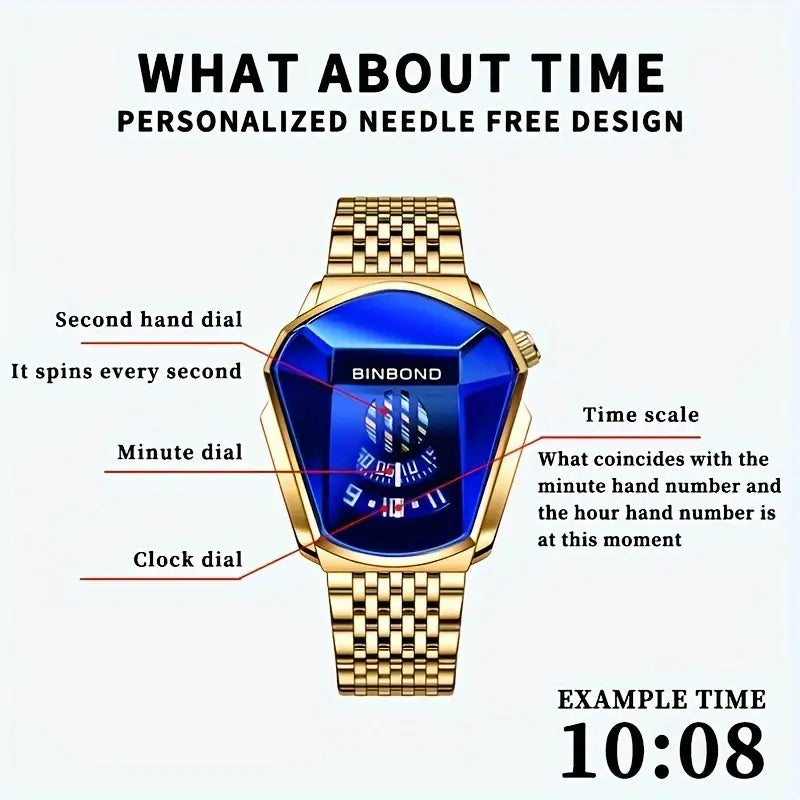 Minimalist Golden Quartz Watch – Snake Head Design