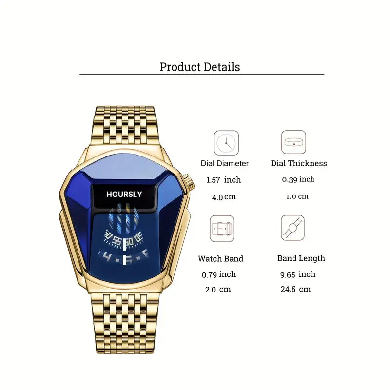 Minimalist Golden Quartz Watch – Snake Head Design