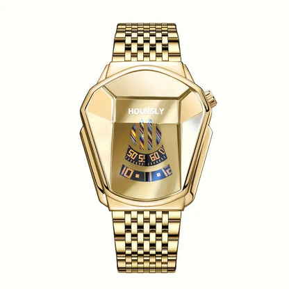 Minimalist Golden Quartz Watch – Snake Head Design