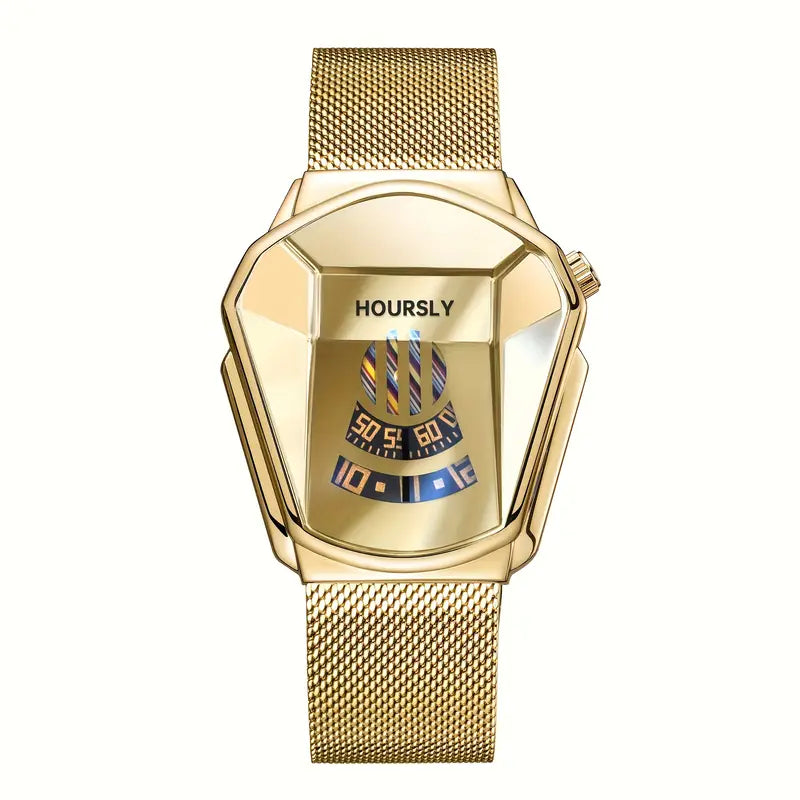 Minimalist Golden Quartz Watch – Snake Head Design