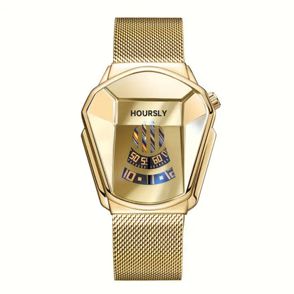 Minimalist Golden Quartz Watch – Snake Head Design