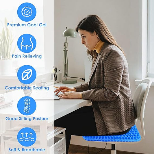 Azonee Cooling Gel Seat Cushion – 3D Silicone Ice Cushion for Office, Car & Pain Relief