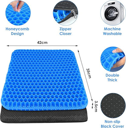 Azonee Cooling Gel Seat Cushion – 3D Silicone Ice Cushion for Office, Car & Pain Relief