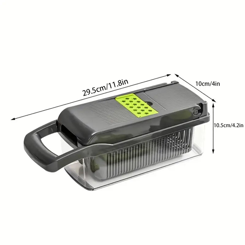 16-in-1 Manual Vegetable Chopper – Slicer, Shredder & Cutter