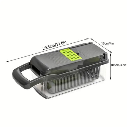 16-in-1 Manual Vegetable Chopper – Slicer, Shredder & Cutter